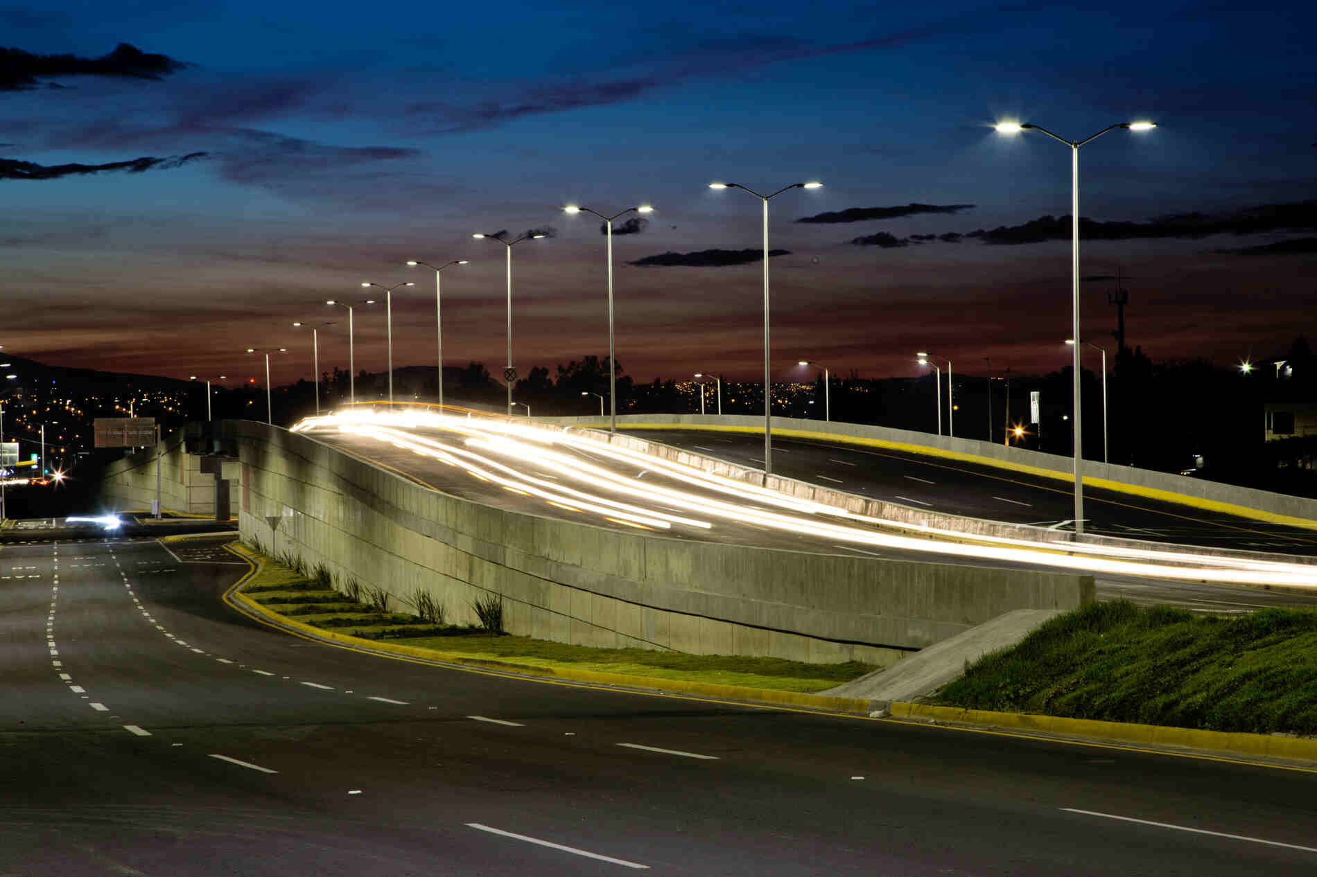 streetlights at night on major roadway