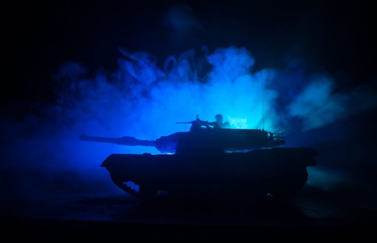 Tank in blue mist