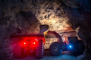 underground diesel equipment in a mine