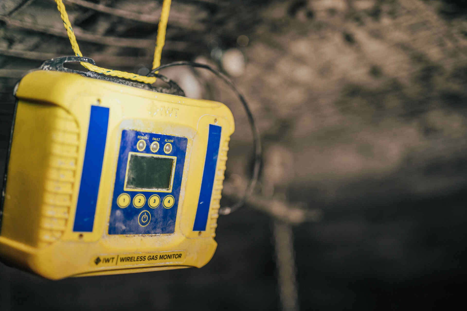 Gas monitor hanging on tunnel wall