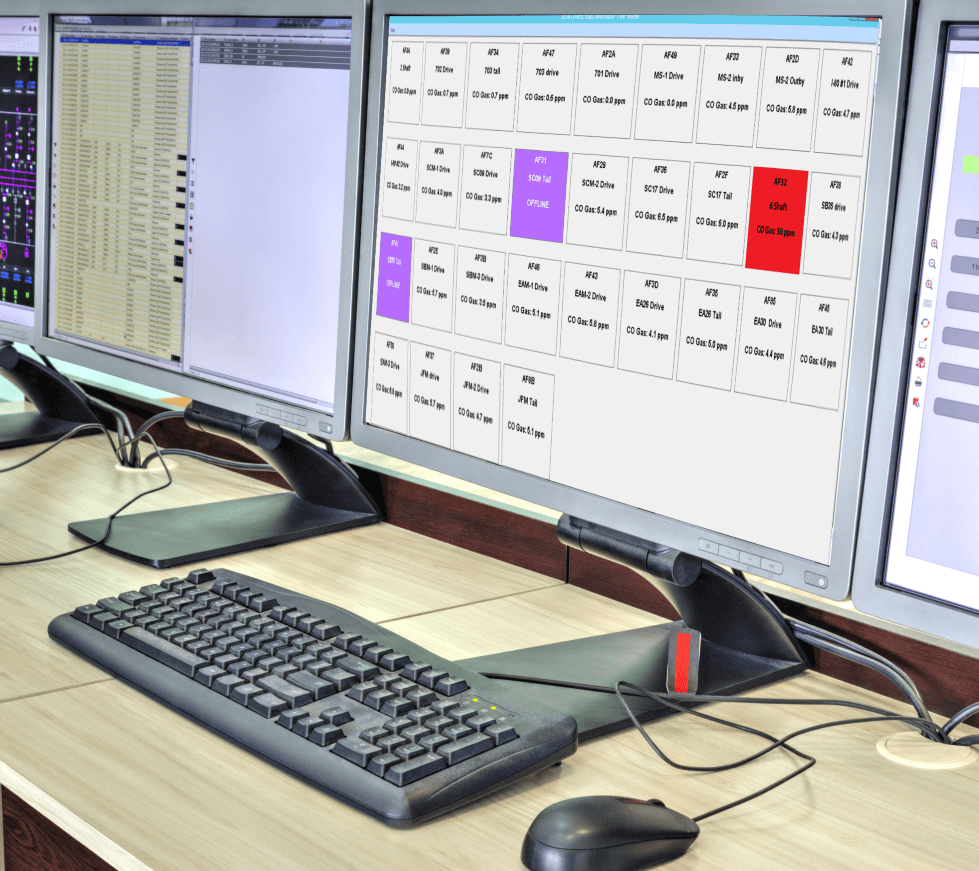 Gas Monitors displayed on screen at Command Center