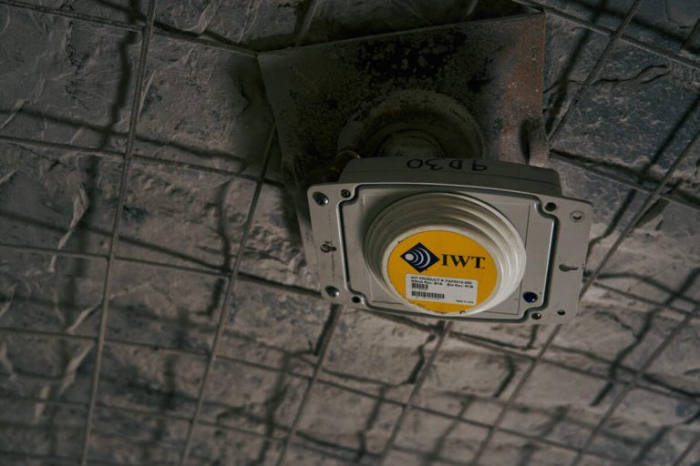 Equipment installed on ceiling of mine