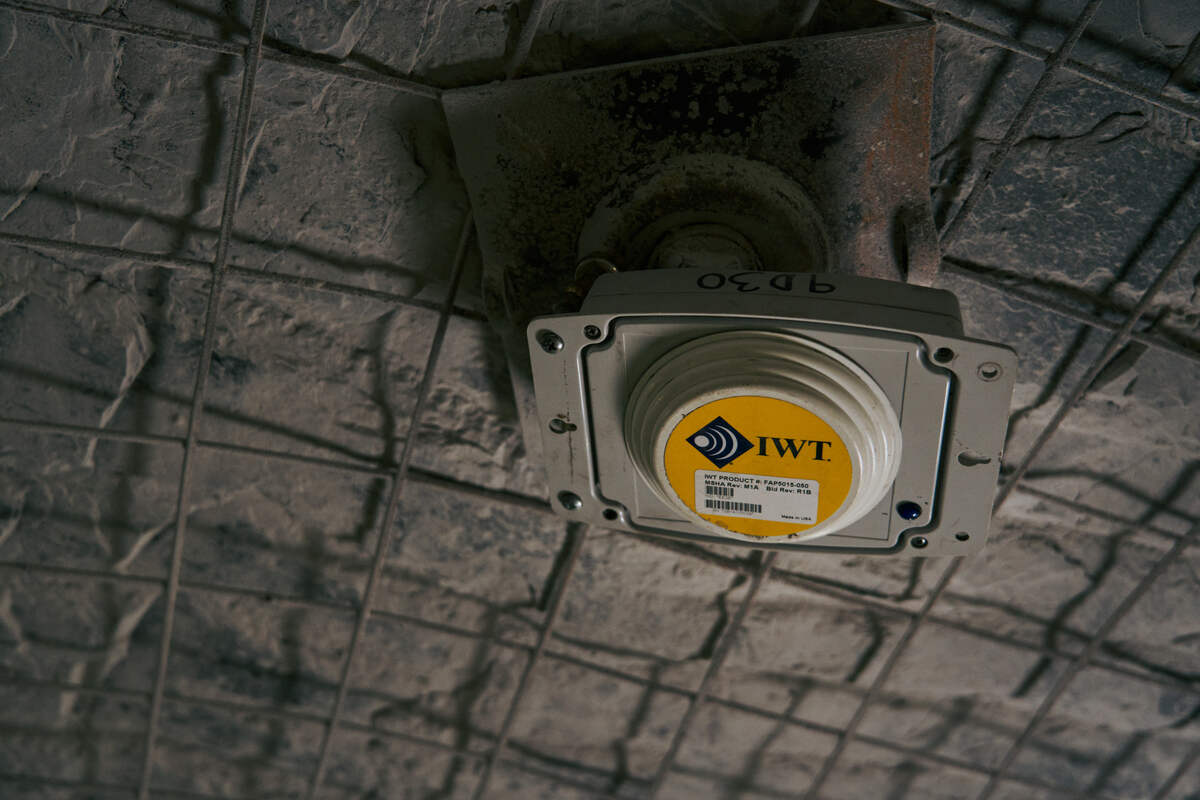 Equipment installed on ceiling of mine