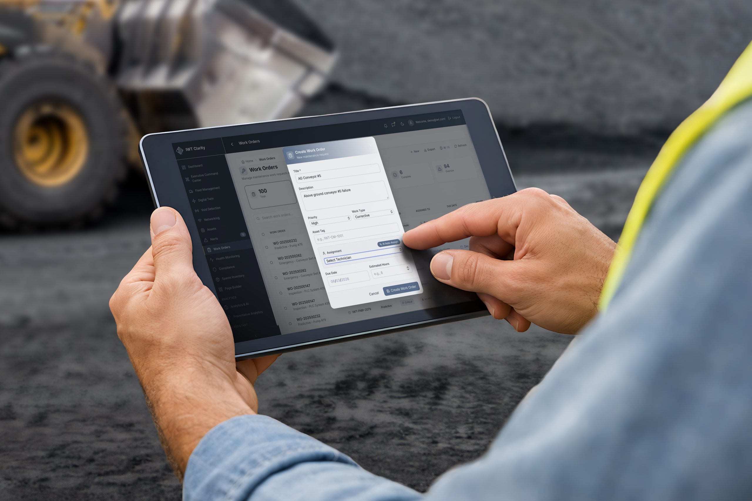 Data display on tablet